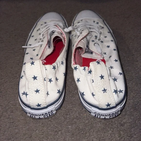 Converse All Star Sneakers White and Blue Stars - Picture 3 of 7